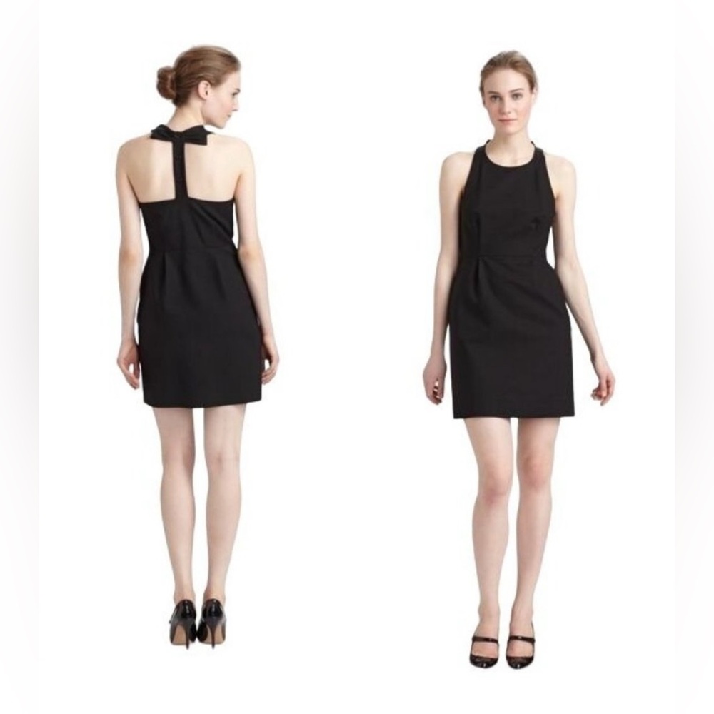 ♠️EUC Kate Spade Billie Bow T-Back Dress in Black Sheath Mini Sleeveless Size 4